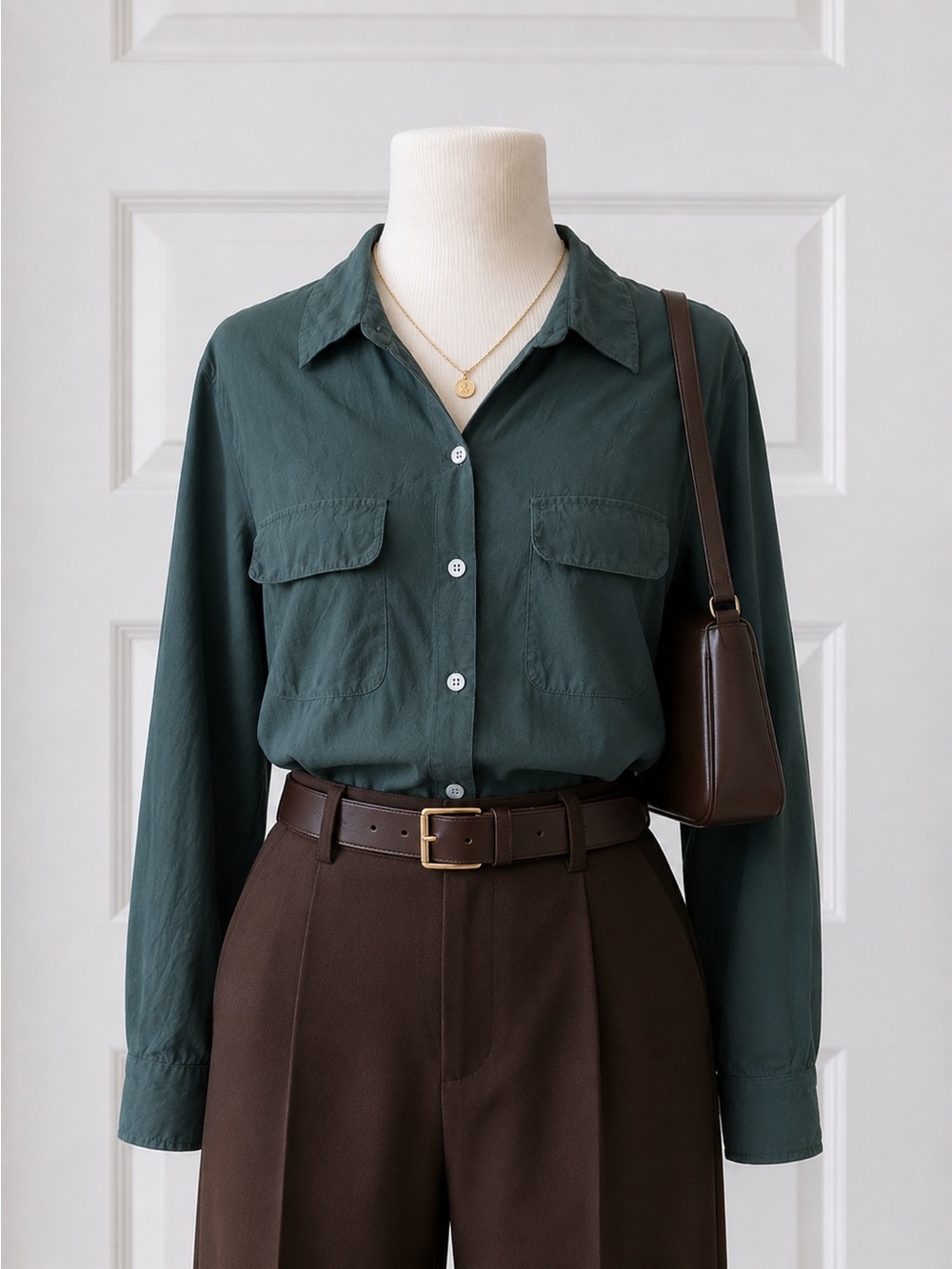 Vintage 90’s Silk Land Petite 100% Pure Silk Button Down Blouse Teal Green